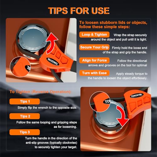 2-Piece Heavy-Duty Strap Wrench Set Upgrade – Adjustable Oil Filter Wrench, Reinforced Rubber - Jar Opener, Plumbing Tool for Shower Heads, Water Filters, Pipes (4" to 6" Diameter)