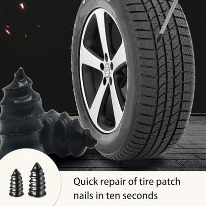 100 Pcs Tire Repair Rubber Nail Kit, 2 Sizes Vacuum Tire Plugs Kits Rubber Repair Screws for Cars Trucks Motorcycles, Emergency Flat Self Service for ATV SUV (50)