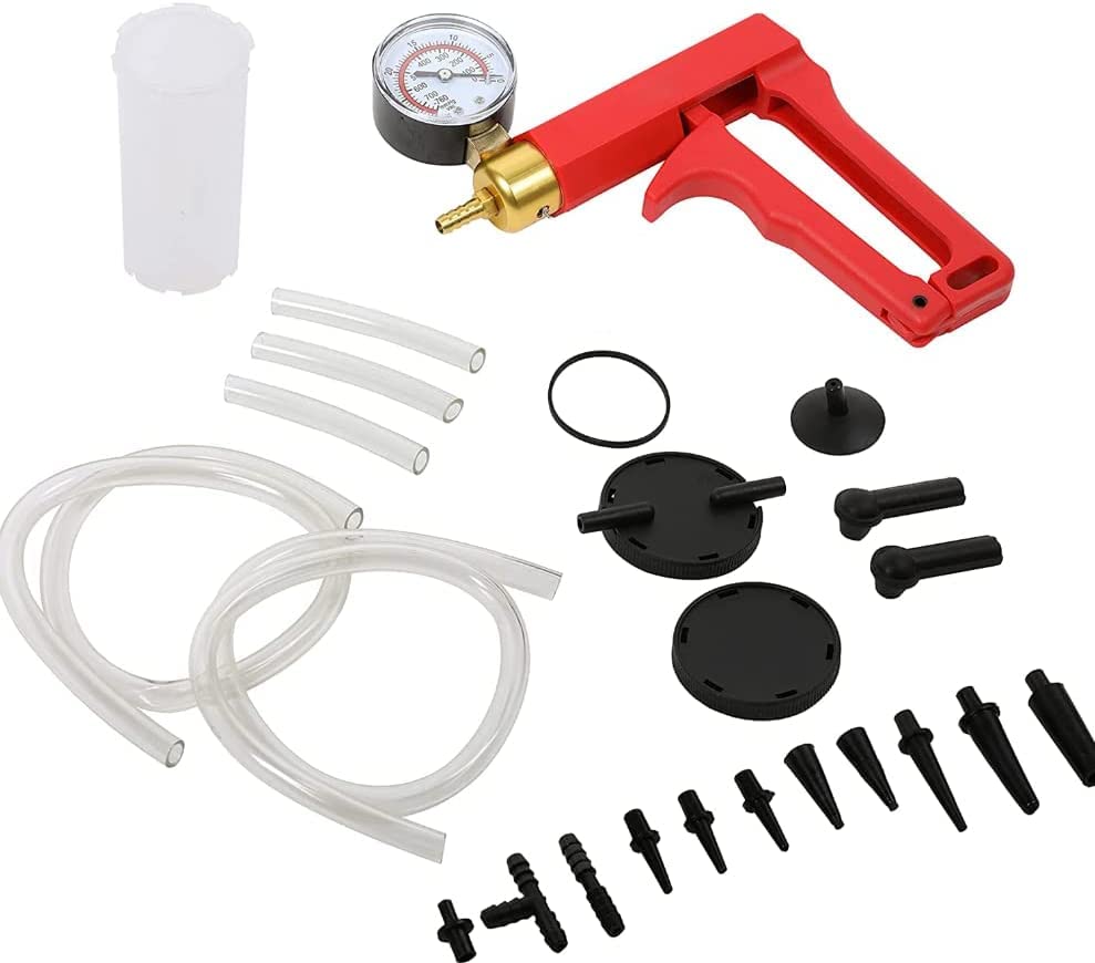Manual Vacuum Pump and Brake Bleeder Test Kit with Brake Bleeding, Power Steering Fluid Changes, and Tune-Ups