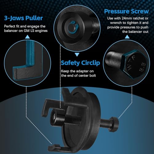 For GM LS Harmonic Balancer Puller 25264 Crank Pulley Puller for Chrysler Jeep Dodge, Harmonic Damper Puller for Engine Balancer Removal Replacement