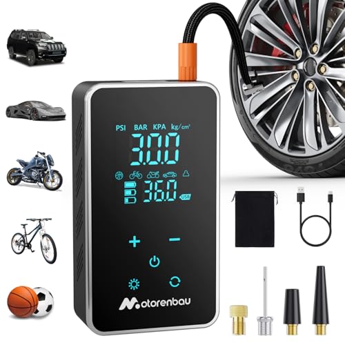 Tire Inflator Portable Air Compressor, 150PSI Cordless Air Pump for Car Tire, 3X Faster Auto Tire Inflator with Digital Pressure Gauge LCD Screen, Rechargeable Tire Pump for Cars,SUVs,Motorcycle,Bike - color: Grey