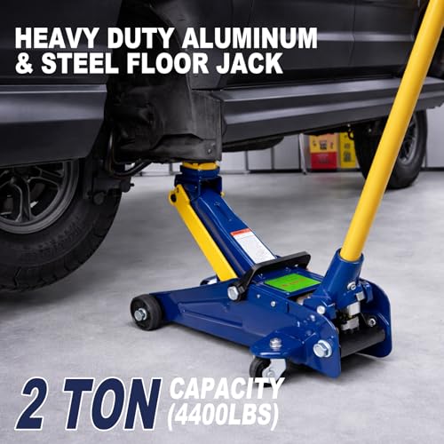 Low Profile Floor Jack 2 Ton, Heavy Duty Steel Single Pump Hydraulic Car Jack with Quick Lift, Lifting Range 5.1"-13", 4000LBS Capacity for Cars Tire Change