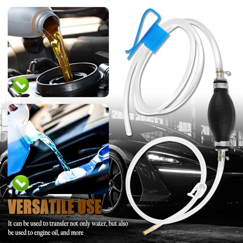 Enlarged Caliber Gas Siphon Pump for Gasoline,6.5Ft Fuel Siphon Hose Kit with Extension Nozzle Pinch Clip,Professional Gas Syphon Pump for Gasoline,Oil,Water Car Accessories
