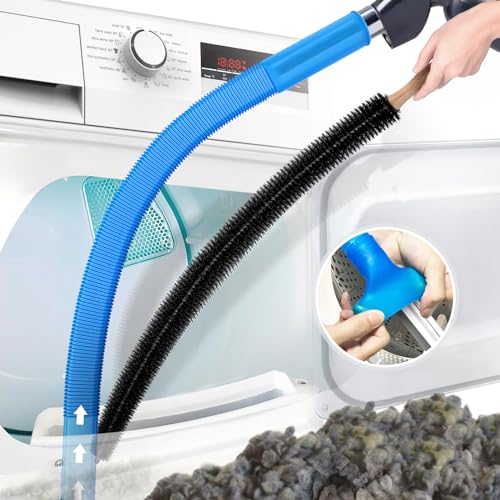 PetOde 2 Pieces Dryer Vent Cleaner Kit Compatible with Most Vacuum Cleaner, Dryer Lint Brush and Vacuum Hose Attachment with Universal Connector, Quickly Lint Remover - color: Blue