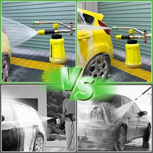 FIXFANS Foam Cannon, Compatible with Portland Husky and Ryobi Power Washer | Dual Connector Accessory, Replacement Gun Adapter, Double Tip Attachment Soap Cannon, 1/4" Quick Connect, 5 Nozzles, 1L - size: 999ML