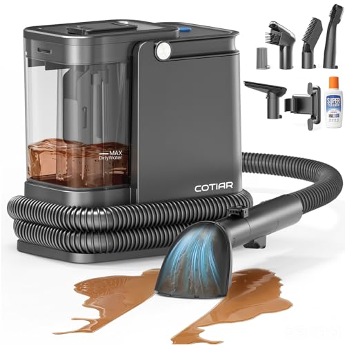 All-in-One Portable Carpet Spot Cleaner Machine, Handheld Upholstery Cleaner with Pet, Shoe & Window Brush Heads, & Cleaning Solution for Home Fabric, Car Glass & Shoe Stain Clean