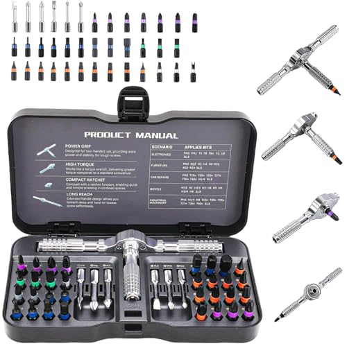2026 New 42 in 1 Magnetic Screwdriver Set, DIY Ratchet Screwdriver Set with Detachable Handle, Portable Compact Repair Tool Kit for Furniture Laptop Electronicsv Bicycle - size: 2026 New 42 in 1 Screwdriver Set