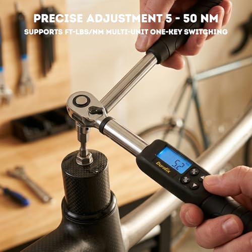 Durofix RM601-3S 3/8” (3.7 to 37 ft-lbs.) Digital Torque Wrench Kit with Sockets, Buzzer & LED Flash Notification – ISO 6789 Standards with Certificate of Calibration