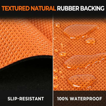 Golener Oil Spill Mat - 36”x60” Garage Floor Mat, Absorbent Oil Pad, Premium Maintenance Mat, Waterproof, Contain Liquid, Protect Floor from Spill & Stain, Reusable, Washable, Durable, Black/Orange - size: 3' x 5' (Rectangular)