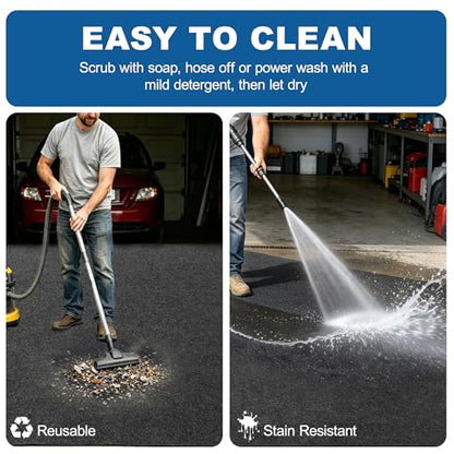 Garage Mats for Floor 7'5" x 17' - Premium Felt + Rubber Backing Thickened Oil Spill Resistant Garage Pad Non-Slip Waterproof Durable Cut to Fit Pad Garage Parking Mats for Compact SUVS Sports Car - size: 7'5" x 17'