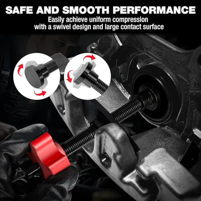 WORKPRO Heavy Duty Brake Caliper Compression Tool with 2 Caliper Hangers | Disc Brake Pad Spreader Tool for Compressing Inner Pad, Swivel Joint Brake Piston Compressor Tool for Cars & Light Trucks - size: Heavy Duty with 2 Hangers