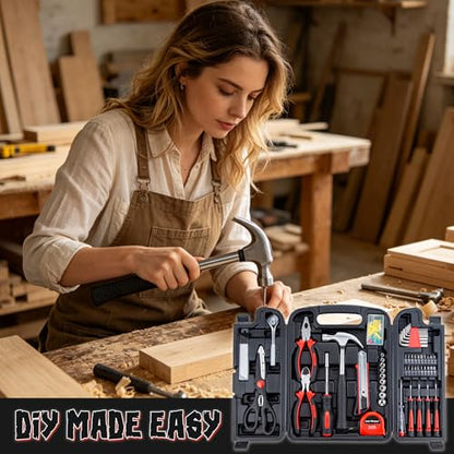 CARTMAN 140-Piece Household Tool Kit, Hand Tools Set with Organized Storage Case for Home DIY Repairs | All-in-one household tools for daily repairs & DIY projects. Portable design with tidy storage space.