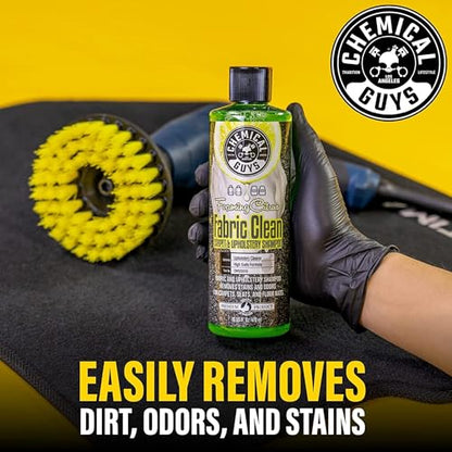 Chemical Guys, Citrus Foaming Fabric & Carpet Cleaner Drill Brush, 16 oz | Lifts coffee, food and pet stains and odors from carpet, mats and upholstery, drill brush agitates, citrus scent - size: 16 Fl Oz Drill Brush Kit