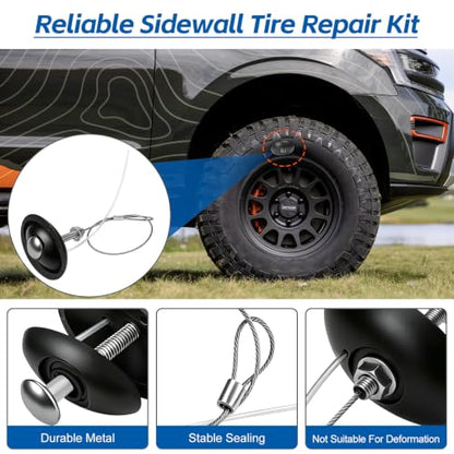 2 Pcs Sidewall Tire Repair Kit, Tire Puncture Repair Kit Portable Sidewall Emergency Repair Tool Compatible with ATV UTV SXS RZR Can-Am KRX Talon Maverick Polaris Lawnmower Zero-Turn Tractor Trailer - color: 2 PCS