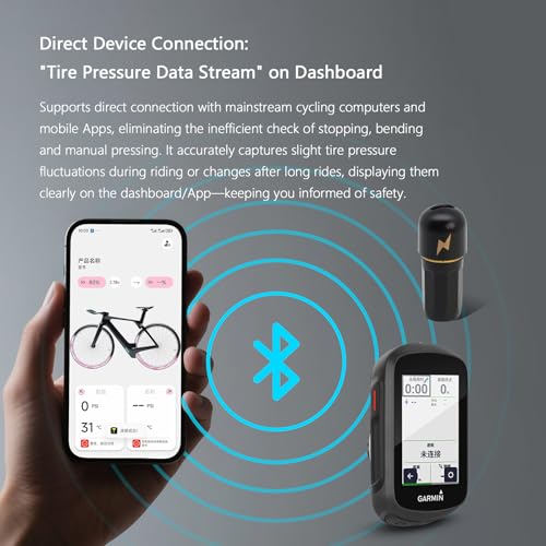 RideNow Tire Pressure Monitoring System T1, Accurate Tire Pressure Detection, Long Battery Life, Support APP/Garmin Cycling Computers Display for Road & MTB Cycling Safety - color: Black