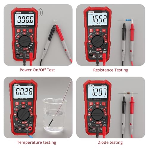 BINTA Digital Multimeter 2000 Counts Voltmeter with AC/DC Voltage Current | Battery Tester Ohm Volt Amp Meter, Multimeter Tester with NCV, Temperature, Diode Measuring for Automotive Home Industrial - style: 2000 Counts
