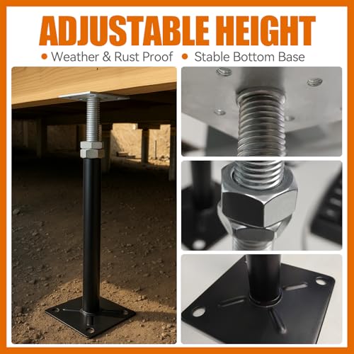 House Floor Jacks for Leveling, Adjustable Jack Post with 11"-16" Height Range, 2-3Ton Load Capacity Heavy-Duty Floor Jacks & RV Step Stabilizer (4 Pack) - color: Black 4 Pack
