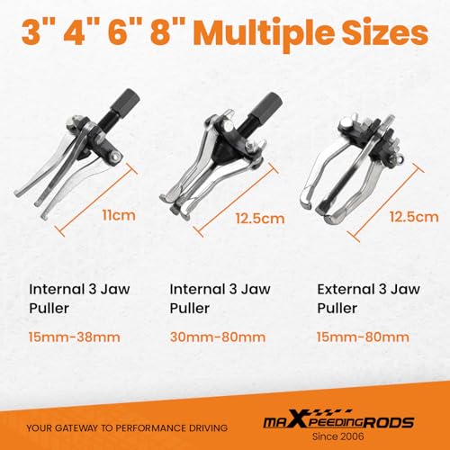 maXpeedingrods 3 Jaw Gear Bearing Slide Hammer Puller Set, 5PCS Universal Internal & External Gear Pulley Puller Set for Pulling Out Gear Bearings - style: 3 Jaws