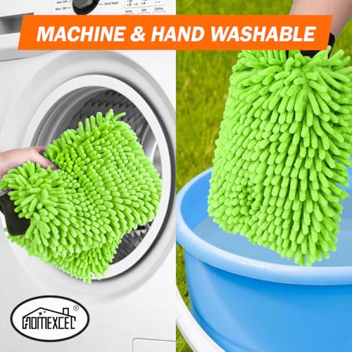 HOMEXCEL Car Wash Mitt, 2PK Chenille Microfiber Wash Mitt, Scratch-Free & Lint-Free, Rich Foam, Highly Absorbent, Double Sided, Perfect for Car Washing and Detailing, 10.2" x 6.7 ", Green - color: Green