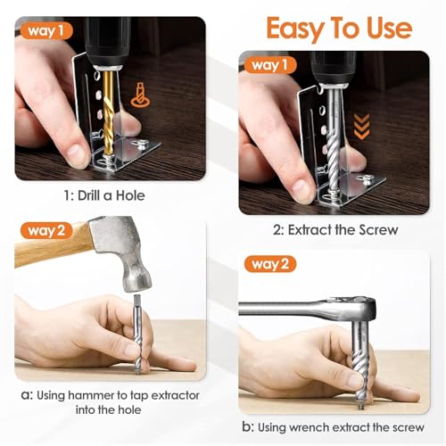 5Pcs Screw Extractor Set Spiral Flute Bolt Extractor Set Cr-MO Easy Out Bolt Extractor Set for Removing Stripped Screws and Broken Bolts - size: 5PCS