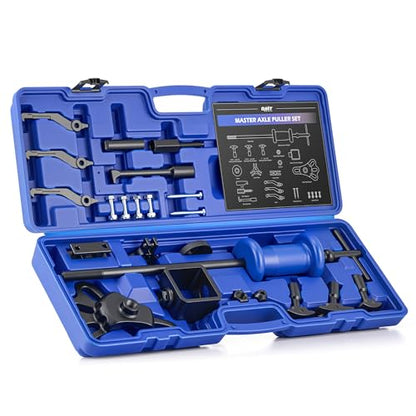 OMT 22pc Slide Hammer Puller Set, Axle Bearing Hub & Seal Remover Kit | Front and Rear Axle Shaft Hub Bearing Seal Remover Set with 1" to 2-7/8" ID Adapters 2-Jaw 3-Jaw Yokes