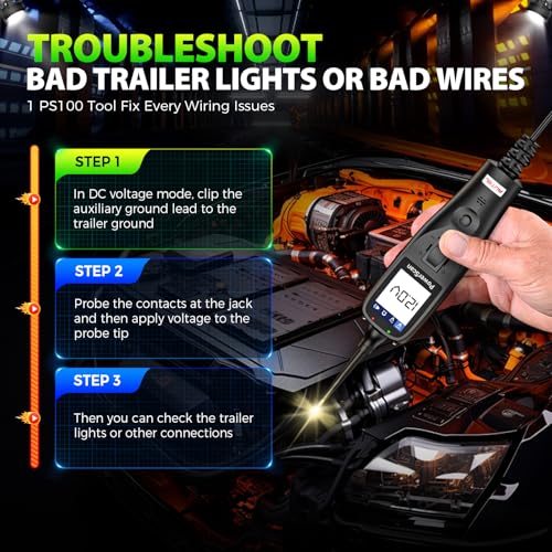 2026 Autel PowerScan PS100 Power Circuit Probe Test for 99% Car, 40FT Cable | 12-24V Automotive Electrical Open/ Short Breaker Finder, Component Activation Tester Tool, AC/DC Trailer Relay Fuse Test