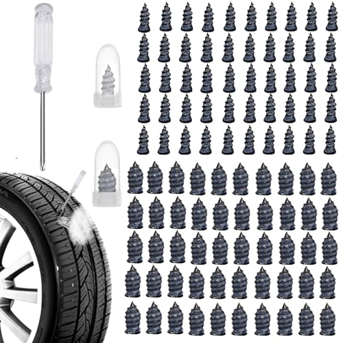 Spiral Rubber Tire Repair Nails, 100 PCS, Black Universal Puncture Repair | for Car Truck Motorcycle Tractor