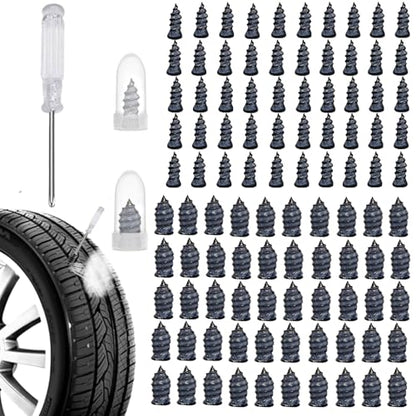 Spiral Rubber Tire Repair Nails, 100 PCS, Black Universal Puncture Repair | for Car Truck Motorcycle Tractor