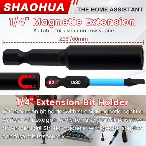 Triangle Screwdriver Bits, 19Pcs Triangle Head Screwdriver Bit Set, 25mm&60mm S2 Steel Magnetic Screwdriver Bits, 1/4" Hex-Shank Security Triangular Bits with Bit Extension Holder - style: B. Triangle Screwdriver Bits
