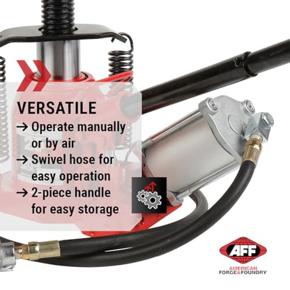 AFF 20 Ton Bottle Jack - Manual & Air Assist Hydraulic Jack for Lifting Heavy Trucks & Equipment - Super Duty - size: 20 Ton Capacity, style: Low Profile