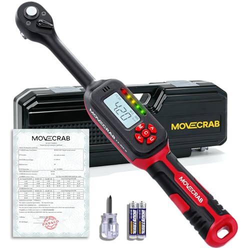 3/8" Digital Torque Wrench, 4.2-85 N.m / 3-62.6 Ft.lb, ±2%Accuracy | Precision You Can Trust, Triple Warning Protection, Dual Measurement Modes, Easy-to-Read LED Display, 4 Units for Mechanics - color: Red, size: 3/8" 3-62.6 Ft.lb (4.2-85 N.m)