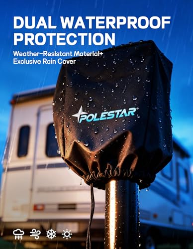POLESTAR Electric Trailer Jack, 5000lbs Electric Power A-Frame Tongue Jack with Waterproof Protective Cover & LED Light for Travel Trailer Camper, RV, 12V DC with Hard Wiring, 9"-27" Lift - size: 5,000 lbs.