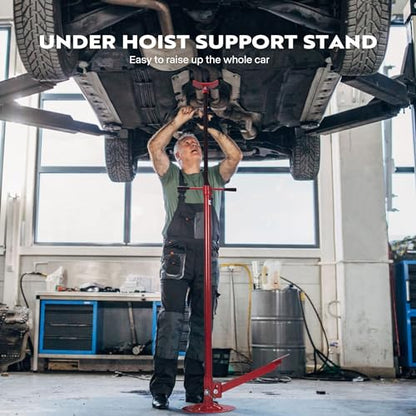 SPECSTAR Under Hoist Support Stand with Foot Pedal 3/4 Ton 1650 Lbs. Capacity Jack Stand Lifting from 52 to 76 Inch with 12 Inch Diameter Steel Base - style: With Foot Pedal