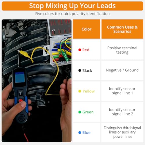 Neoteck Multimeter Leads,43pcs Back Probe Test Lead Kit with Alligator Clips Electrical,CAT II 600V,Pure Copper Leads with PVC Insulation,5 Color Probes,for Automotive Circuit & Home Appliance Testing