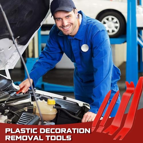 5pcs Auto Trim Removal Tool Set - 5Pcs Car Panel Pry Kit with Metal Fastener Remover. POM Plastic Interior Dashboard Door Molding Repair Tools (5Pcs-RED) - style: 5Pcs-RED