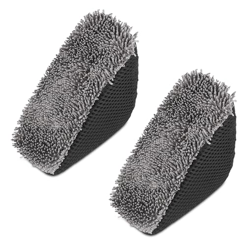 NQEUEPN 2pcs Tire Shine Applicator, Reusable Microfiber Tire Brightener Pad Triangle Tire Dressing Applicator Pad Tire Shine Applicator Sponges Tire Applicator Pads for Car Cleaning