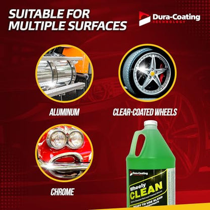 DURA-COATING TECHNOLOGY, Wheely Clean - Professional Wheel Cleaner | Highly Effective for Chrome, Aluminum, and Clear-Coated Wheels | 1 Gallon Ready-to-Use Wheel and Rim Cleaner Solution, Made in USA - size: 128 Ounce (Pack of 1)