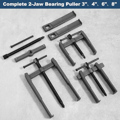 4 Pcs 2Jaw Gear Puller Set Jaw Bearing Puller Remover 8inch Adjustable 2 Jaw Pullers Tool，Pulley Pullers Removers Tool,Carbon Steel Pump Pulley Remover for Wheel, Bearings, Gears, Motorcyc