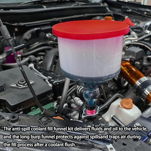 15Pcs Radiator Coolant Funnel Kit, No-Spill Bleeder Funnel with 5 Adapters