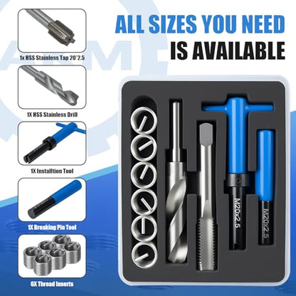 AKM 15PCS M20*2.5 Metric Thread Repair Kit