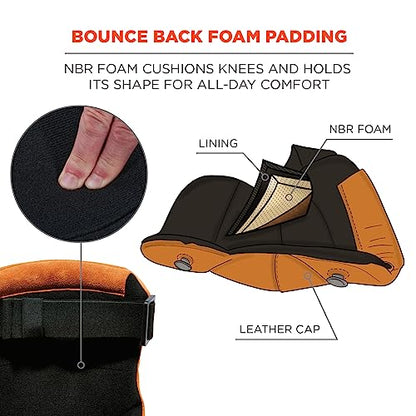 Ergodyne - 18232 Leather Knee Pads, Heavy Duty, ProFlex 230 Brown, One Size