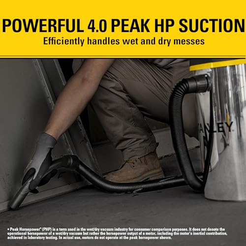 STANLEY Wet Dry Vacuum,4.5 Gallon 4HP Wall Mounted Shop Vac,26 Cleaning Ranging Stainless Steel Tank,Garage/ Home/Upholster/Laundry/Rooms Vacuum SL18133 - color: Sl18133