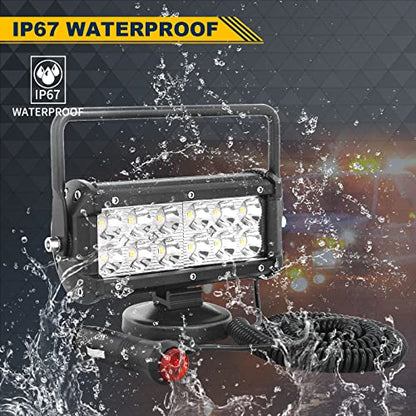 SKYWORLD 2Pcs Portable Magnetic Base Led Work Light Bar, 7 inch 36W Spot Beam, 12V 24V Off Road Driving Lights Fog Lamp for Car Truck 4x4 SUV ATV Tractors Excavator, 6000K White, Led Search Lights - size: 2Pcs 7 Inch 36W Spot