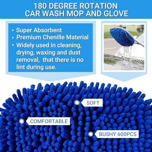 72" Car Wash Brush with Long Handle, On/Off Switch for Car RV Truck Boat Washing Brush, Complete Cleaning Kit with Car Wash Mop Windshield Squeegee Multifunctional Wash Brush - style: 72" Car Wash Brush Set