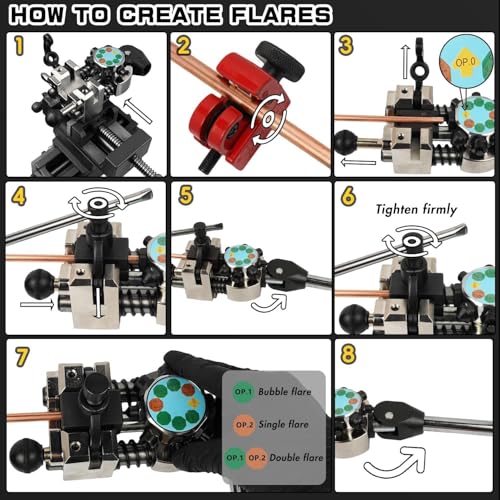 Professional Brake Line Flaring Tool Kit - 45 Degree Single, Double and Bubble Flares Pipe Flare Tool for 3/16", 1/4", 5/16", 3/8" Brake Repair Brake Flaring Tools Brake Line and Tubing Flaring Tool - size: 45 Degree Brake Line Flaring Tool Kit