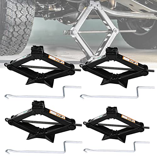 4 Pack Car Scissor Jack 2 Ton 4,409 Lbs Capacity Steel Portable Tire Jack with Crank Handle for Hyundai Sonata/Elantra/Genesis/Veloster Universal, Heavy Duty Rustproof Car Stabilizer Lift Tire Jack - size: 2 Ton Scissor jack (4 pack)