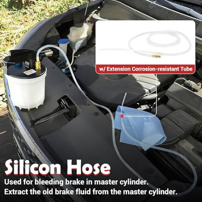 2L Brake Bleeder Vacuum Pump Kit with 1L Refilling Bottle and 2 Silicon Bleed Hoses,Pneumatic Brake Fluid Extractor Suitable for Most Brake Mast Cylinder - size: 2L