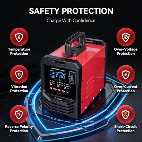 12V/24V Car Battery Charger Heavy Duty, 0-15A Automatic Battery Maintainer, Smart Trickle Charger with Repair, Auto Shutoffs, Winter Boost Mode, for Car Truck Lawn Mower AGM Deep Cycle