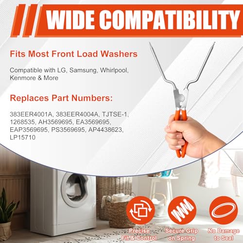 383EER4001A Spring Expansion Tool Compatible with LG Washing Machine | Washer Inner/Outer Tub Spring Removal Tool Replacement, Spreads to 4.6" - color: Orange(2" to 4.6")