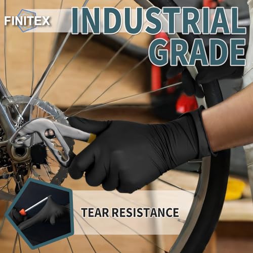 FINITEX - Black Nitrile Disposable Gloves, 5mil, Powder-free, Medical Exam Latex-Free 100 PCS For Examination Home Cleaning Food Glove (Medium) - size: Medium